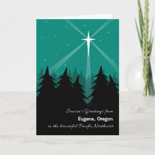Pacific Northwest Christmas Emerald Evergreen Tree Holiday Card
