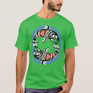 Pacific Northwest Double Salmon Coho YinYang Coast T-Shirt