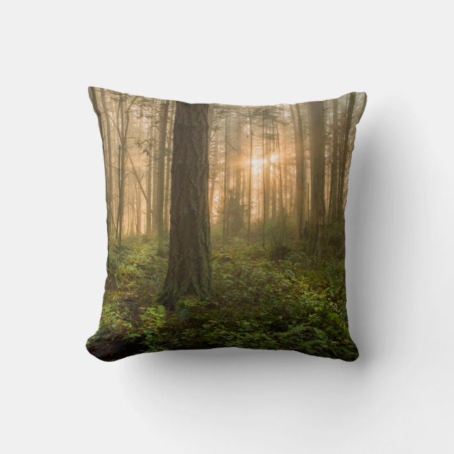 Pacific Northwest Forest | Foggy Morning Cushion (Front)