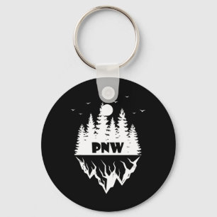 Pacific Northwest Forest Mountain Retro Outdoors Key Ring