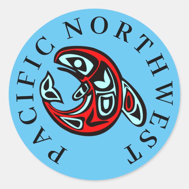 Pacific Northwest Native Orca Art Killer Whale Classic Round Sticker (Front)