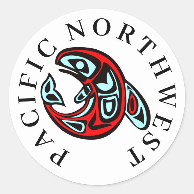 Pacific Northwest Native Orca Art Killer Whale Classic Round Sticker (Front)