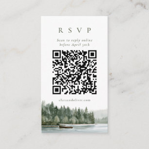 Pacific Northwest Pine Lake QR Code RSVP Card 