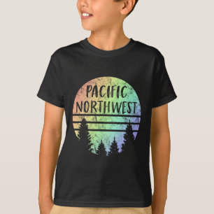 Pacific Northwest Rainbow Weathered Design Hiking T-Shirt