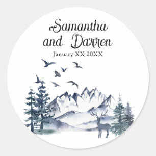 Pacific Northwest Rocky Mountains Wedding Classic Round Sticker