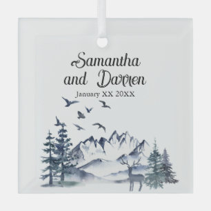 Pacific Northwest Rocky Mountains Wedding Glass Tree Decoration