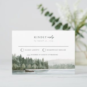 Pacific Northwest Rowboat Lake Wedding RSVP Card