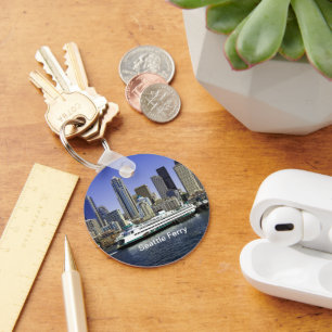 Pacific Northwest Seattle Ferry & Buildings Key Ring