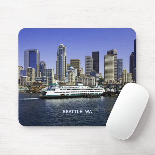 Pacific Northwest Seattle Ferry & Buildings Mouse Mat (With Mouse)