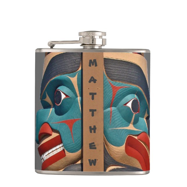 Pacific Northwest Totem Design Flask (Front)