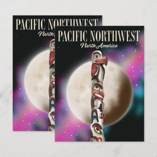 Pacific Northwest Totem pole travel poster