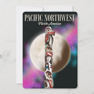 Pacific Northwest Totem pole travel poster Invitation