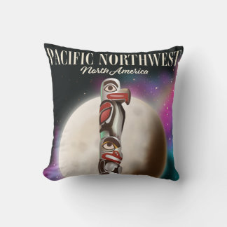 Pacific Northwest Totem pole travel poster T-Shirt Cushion