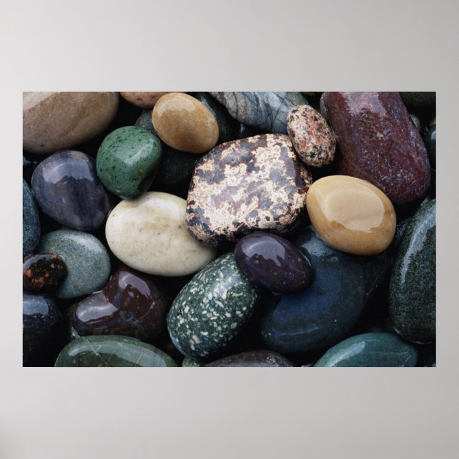 Pacific Northwest USA, Colourful river rocks Poster (Front)