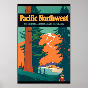 Pacific Northwest Vintage Poster Reproduction