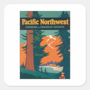 Pacific Northwest Vintage Square Sticker