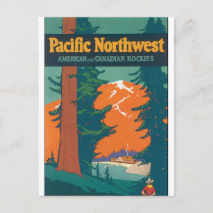 Pacific Northwest Vintage Travel Poster Artwork Postcard
