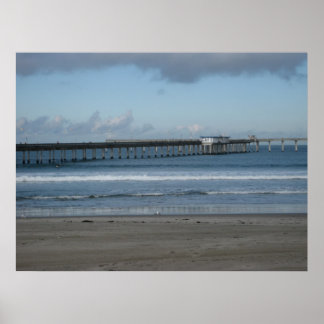 Pacific Ocean and the Ocean Beach Pier. Poster