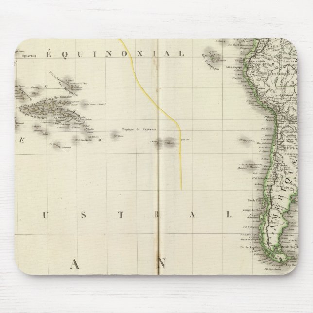 Pacific Ocean Atlas Map Mouse Mat (Front)