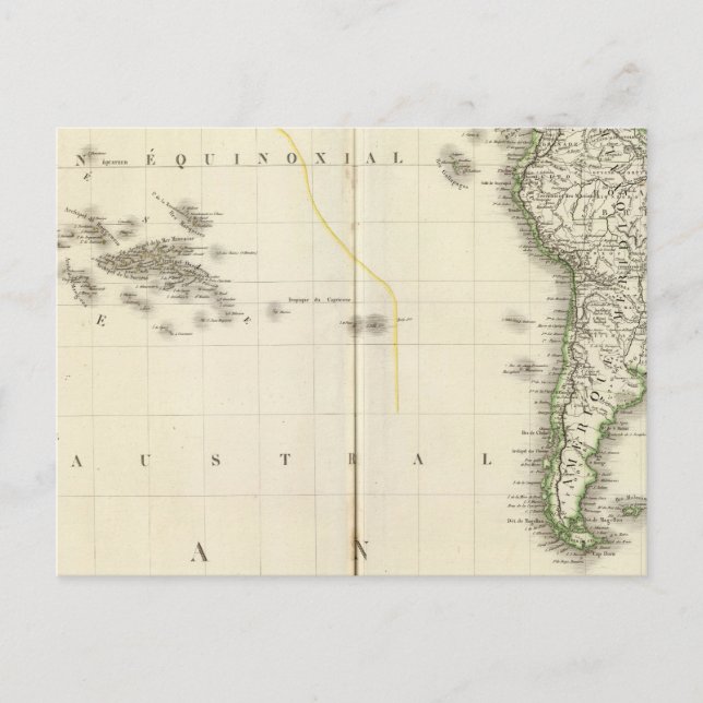Pacific Ocean Atlas Map Postcard (Front)