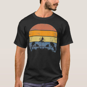 Pacific Ocean Beach Sun Palm Tree Retro Vintage S T-Shirt