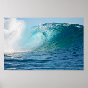 Pacific ocean big wave breaking poster