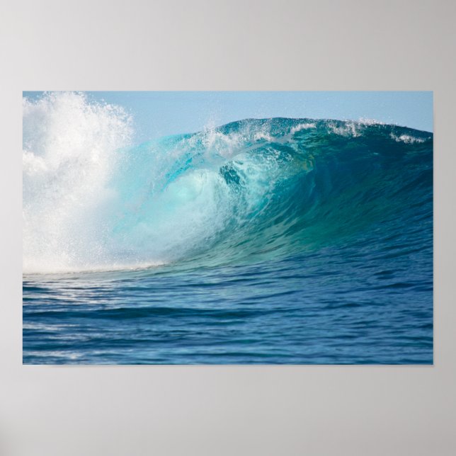 Pacific ocean big wave breaking poster (Front)