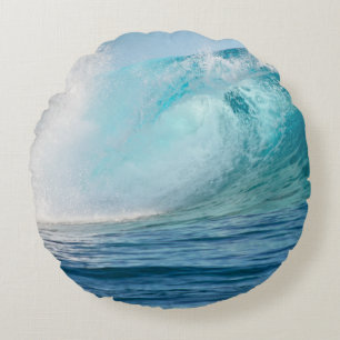 Pacific ocean big wave breaking round pillow