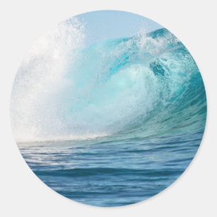 Pacific ocean big wave breaking round sticker