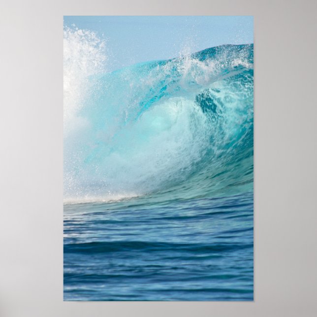 Pacific ocean big wave breaking vertical poster (Front)