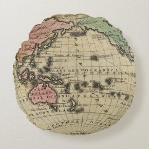 Pacific Ocean, British Islands Round Cushion