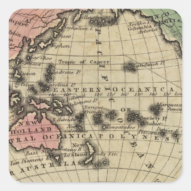 Pacific Ocean, British Islands Square Sticker (Front)