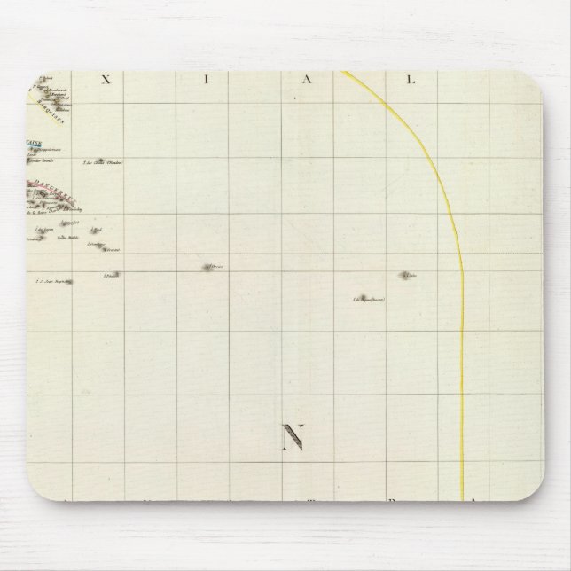 Pacific Ocean Engraved Map Mouse Mat (Front)