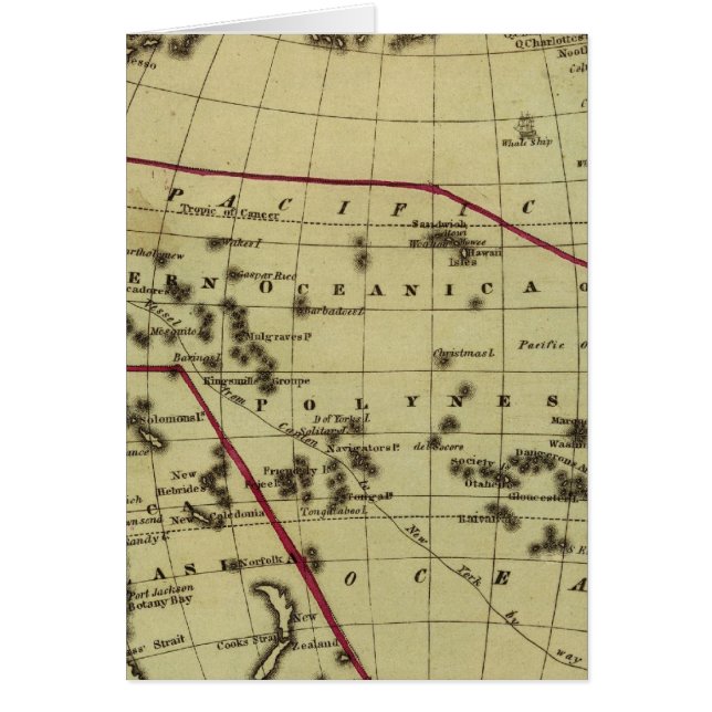 Pacific Ocean Hand Coloured Atlas Map (Front)