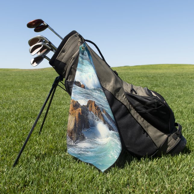 Pacific Ocean Waves Golf Towel (Green)