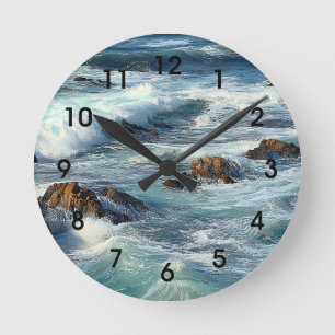 Pacific Ocean Waves Round Clock