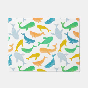 Pacific Ocean Whale Nautical Watercolor Doormat