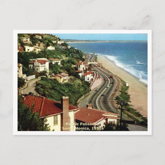 Pacific Palisades, Santa Monica CA 1950s Postcard (Front)