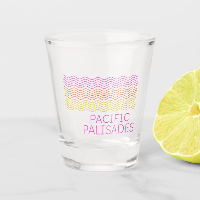 Pacific Palisades Wave Sunset Shot Glass (Front)