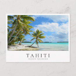 Pacific palm beach on Tahiti, French Polynesia Postcard