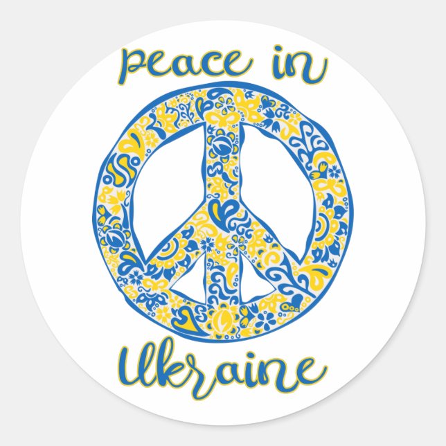 Pacific peace sign quote in Ukrainian flag colours Classic Round Sticker (Front)