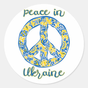 Pacific peace sign quote in Ukrainian flag colours Classic Round Sticker