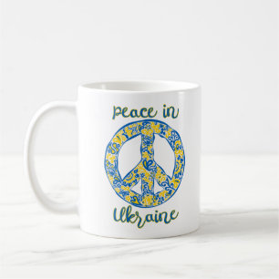 Pacific peace sign quote in Ukrainian flag colours Coffee Mug