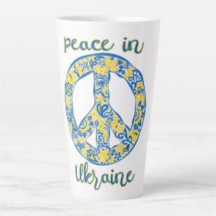 Pacific peace sign quote in Ukrainian flag colours Latte Mug