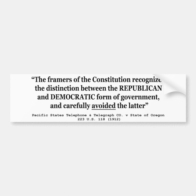 Pacific Telephone Co v Oregon 223 US 118 (1912) Bumper Sticker (Front)