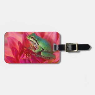 Pacific tree frog on flowers in our garden luggage tag