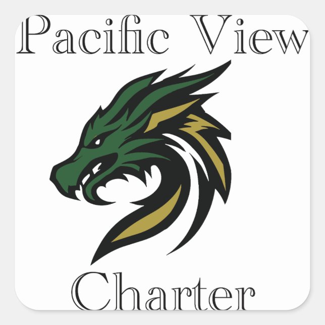 Pacific View Charter White logo Square Sticker (Front)