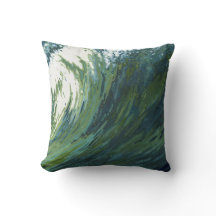 Pacific Wave Blue, Green & Grey Fabric Pillow