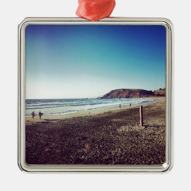 Pacifica State Beach Metal Tree Decoration (Front)