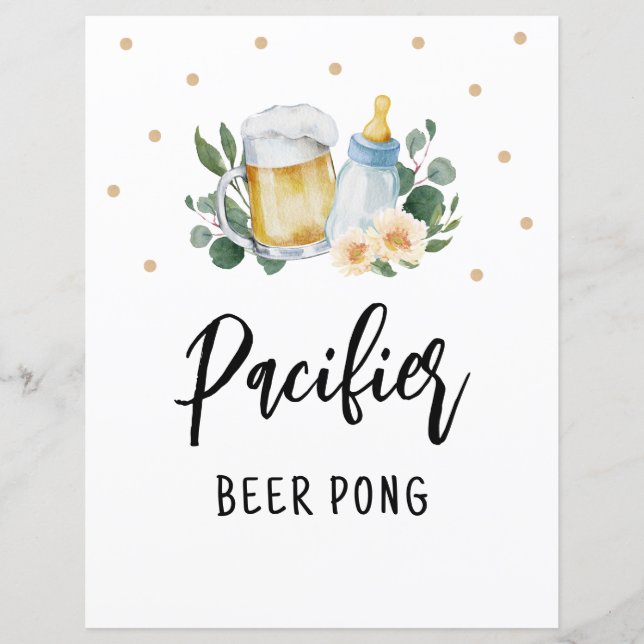 Pacifier Beer Pong Game Baby Is Brewing Greenery (Front)